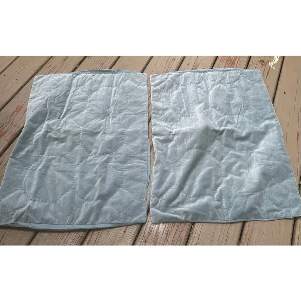 2 West elm tufted pillow shams set pair silk cotton teal standard aqua